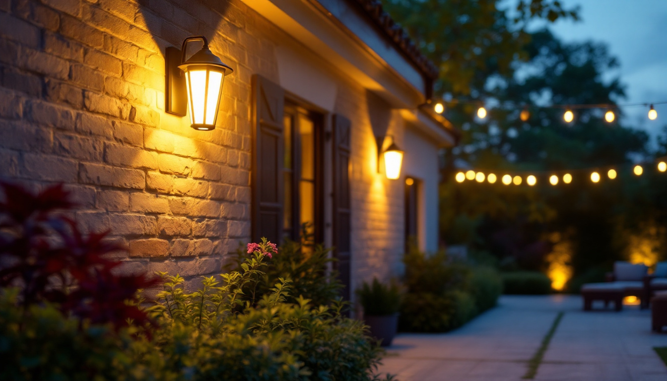 A photograph of a beautifully illuminated outdoor space featuring energy-efficient led security lights