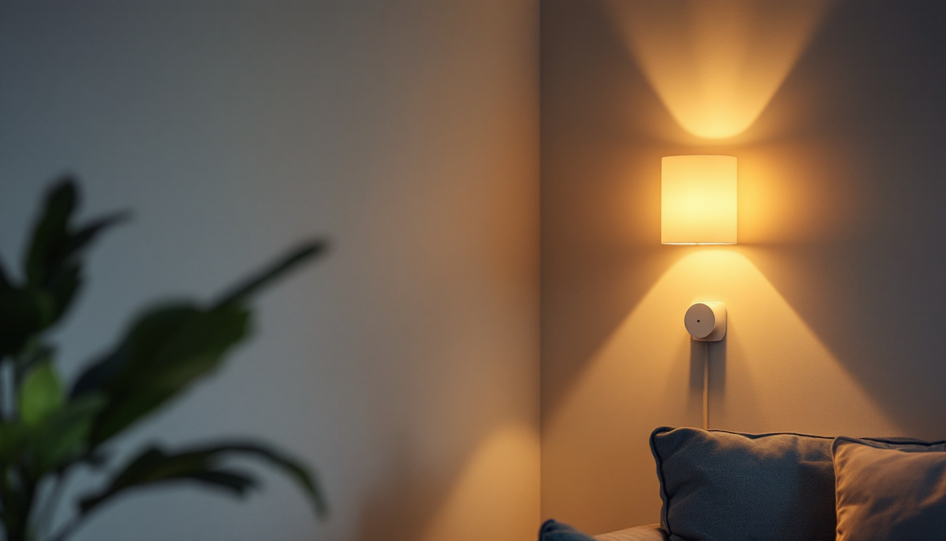 A photograph of a beautifully designed corner light fixture illuminating a cozy living space