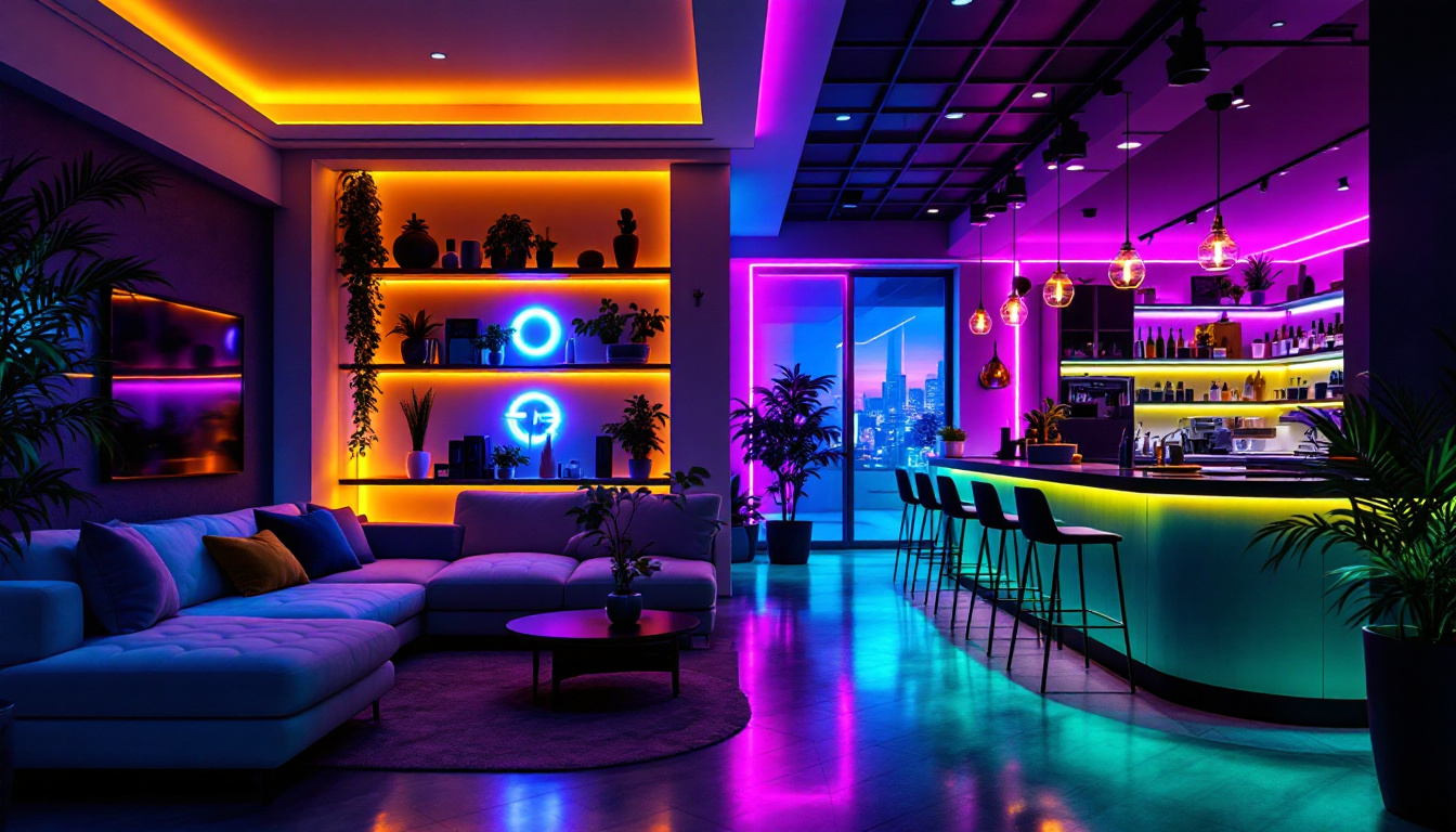 A photograph of a modern living space and a stylish commercial environment