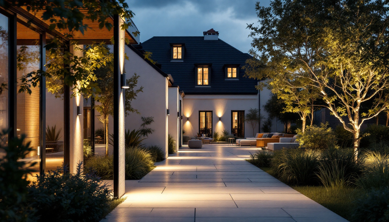 A photograph of a beautifully illuminated outdoor space at dusk
