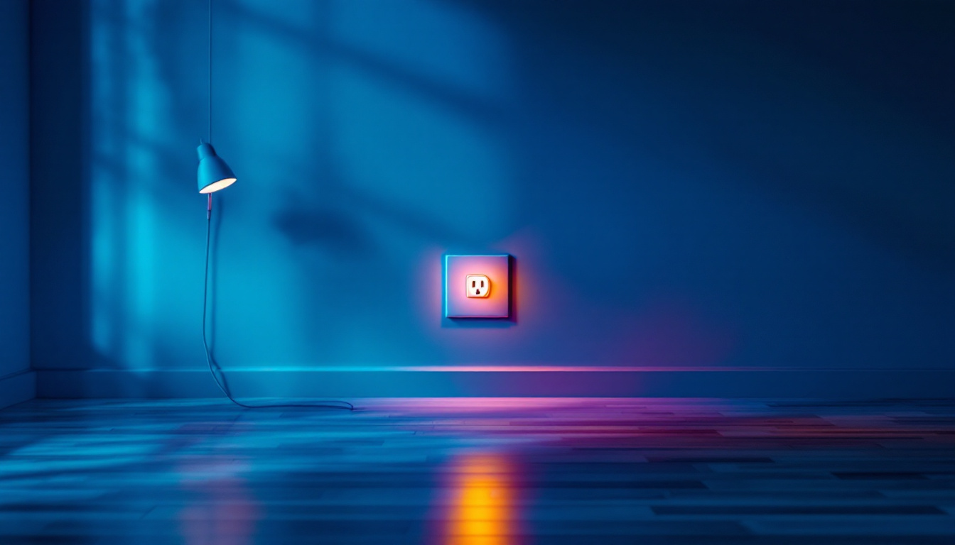 A photograph of a well-lit room showcasing various outlet colors in use