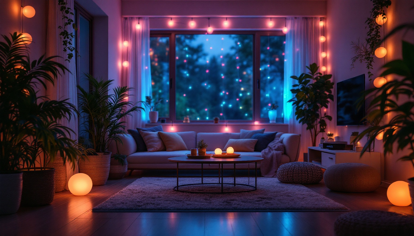 A photograph of capture a photograph of a beautifully lit indoor space showcasing the warm