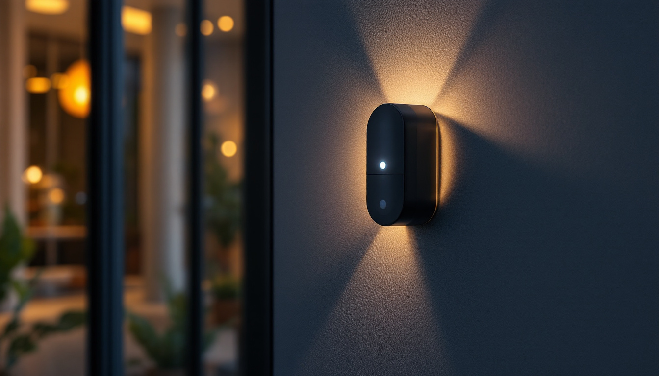 A photograph of a modern indoor or outdoor setting showcasing a sleek led sensor light in action