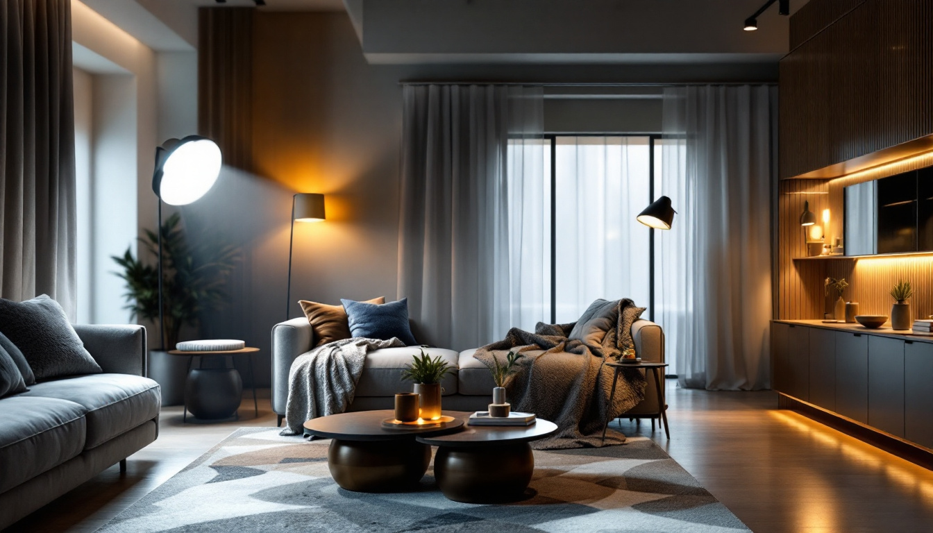 A photograph of a stylish pocket light being used in both a cozy residential setting and a sleek commercial environment