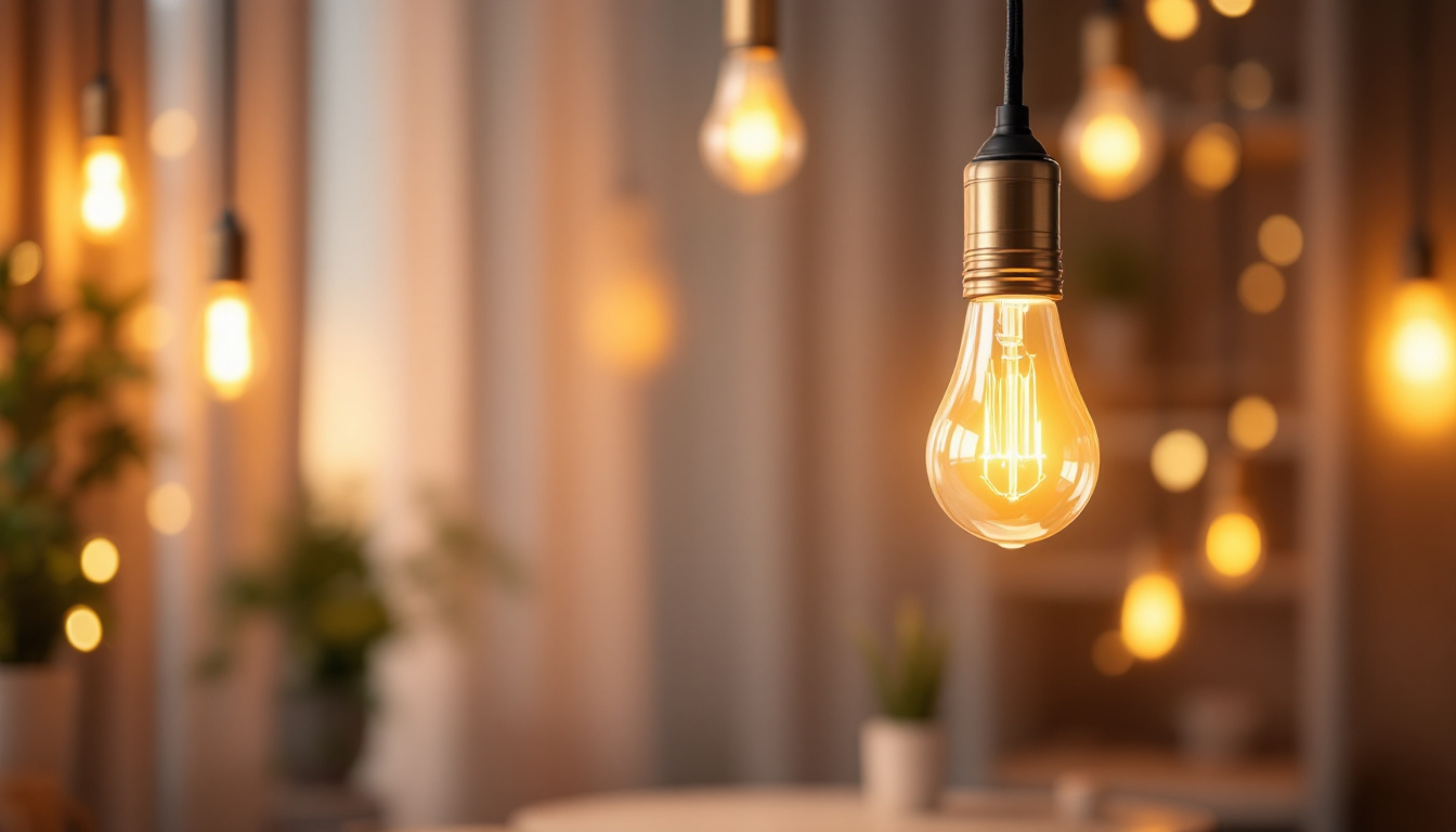 A photograph of a stylish light bulb holder in a beautifully lit room