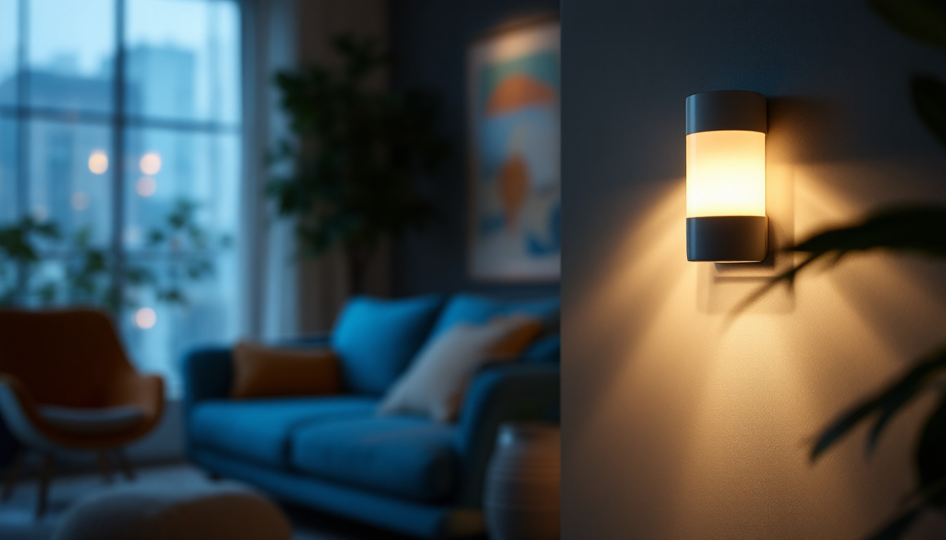 A photograph of a beautifully designed indoor sensor light in action