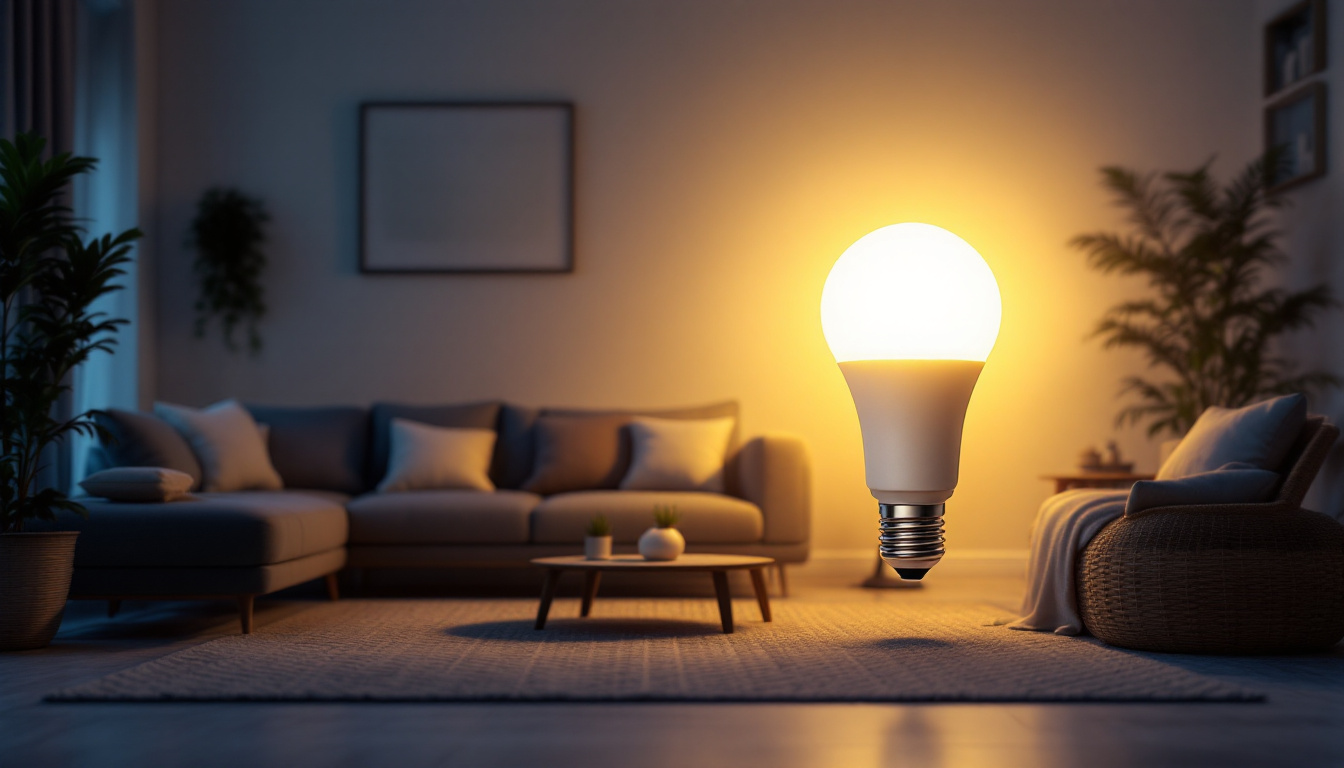A photograph of a modern living space illuminated by sleek gu24 light bulbs
