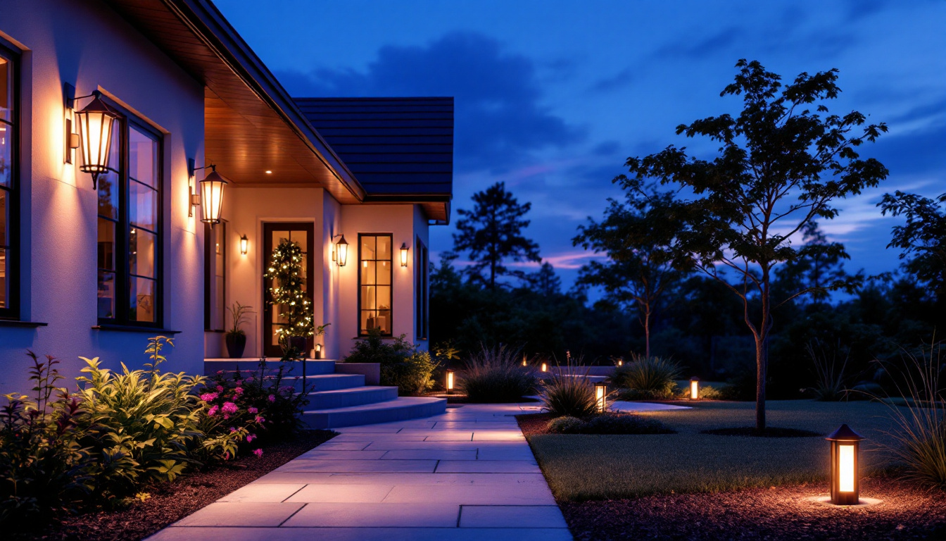 A photograph of a beautifully illuminated outdoor space at dusk
