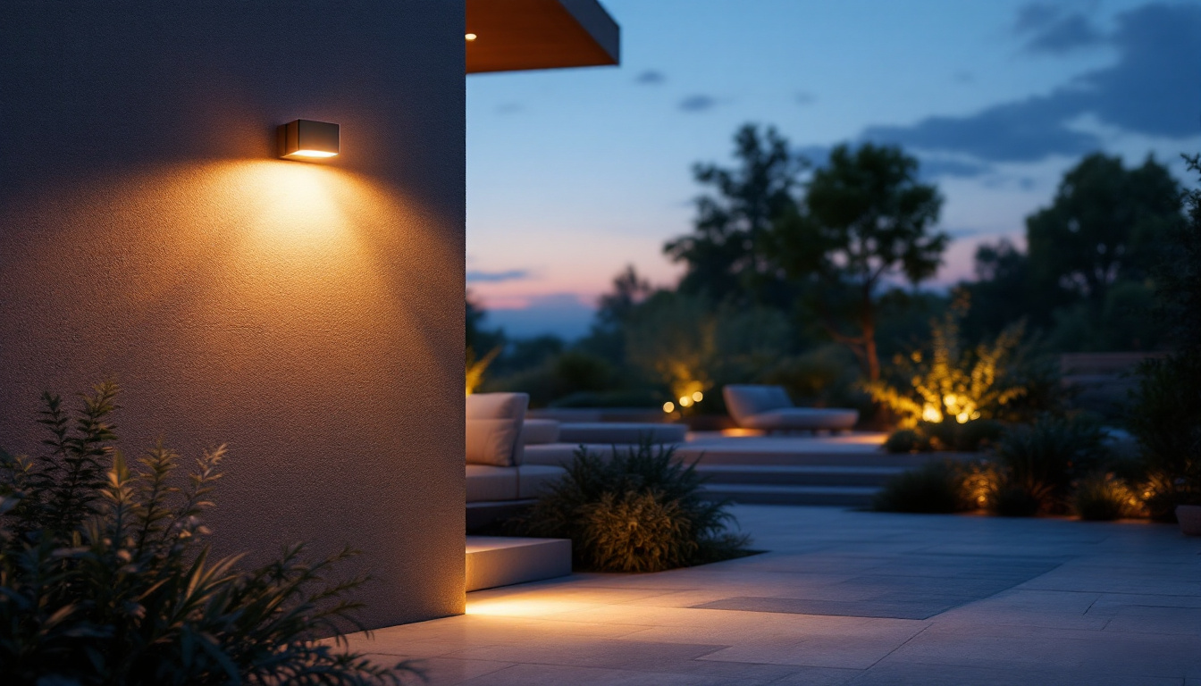 A photograph of a beautifully illuminated outdoor space at dusk