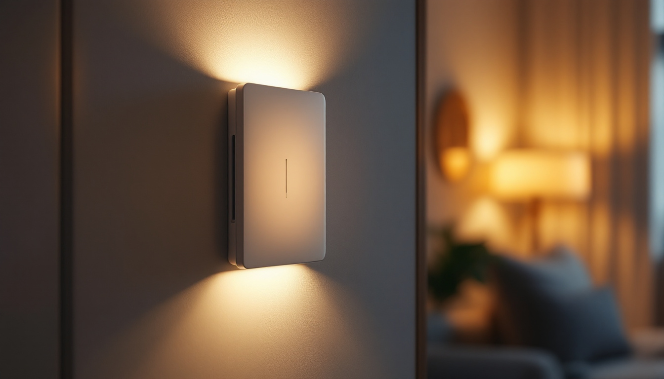 A photograph of a motion-activated light switch in action