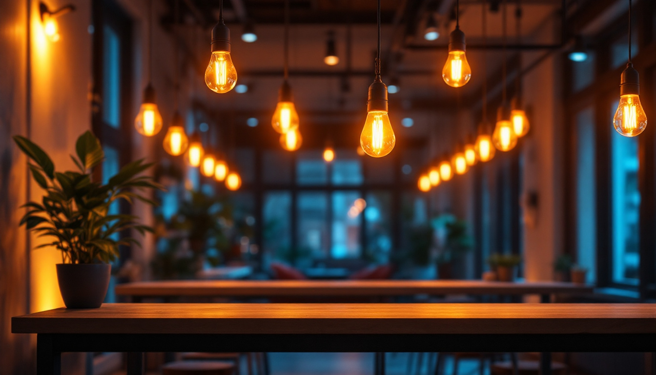 A photograph of a modern interior space illuminated by metal halide bulbs