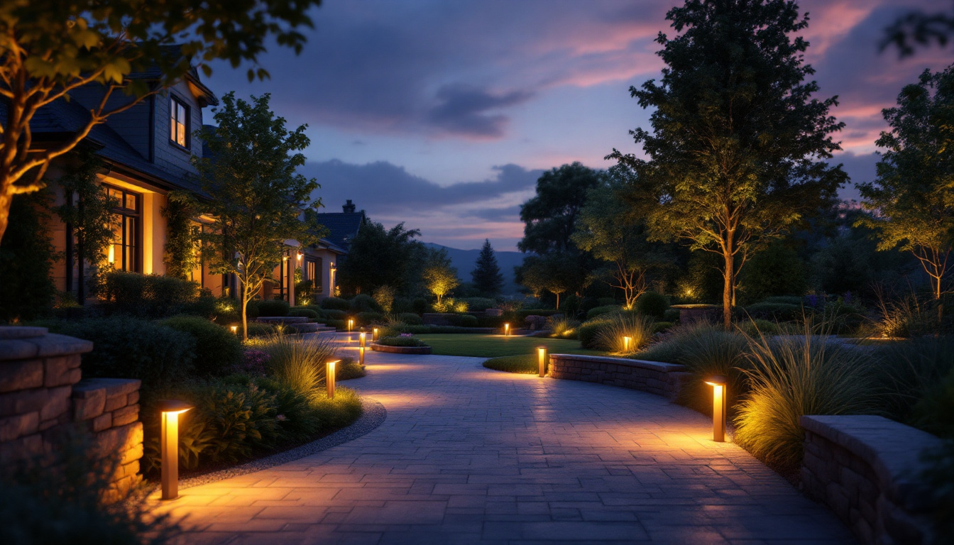 A photograph of a beautifully illuminated outdoor landscape at dusk