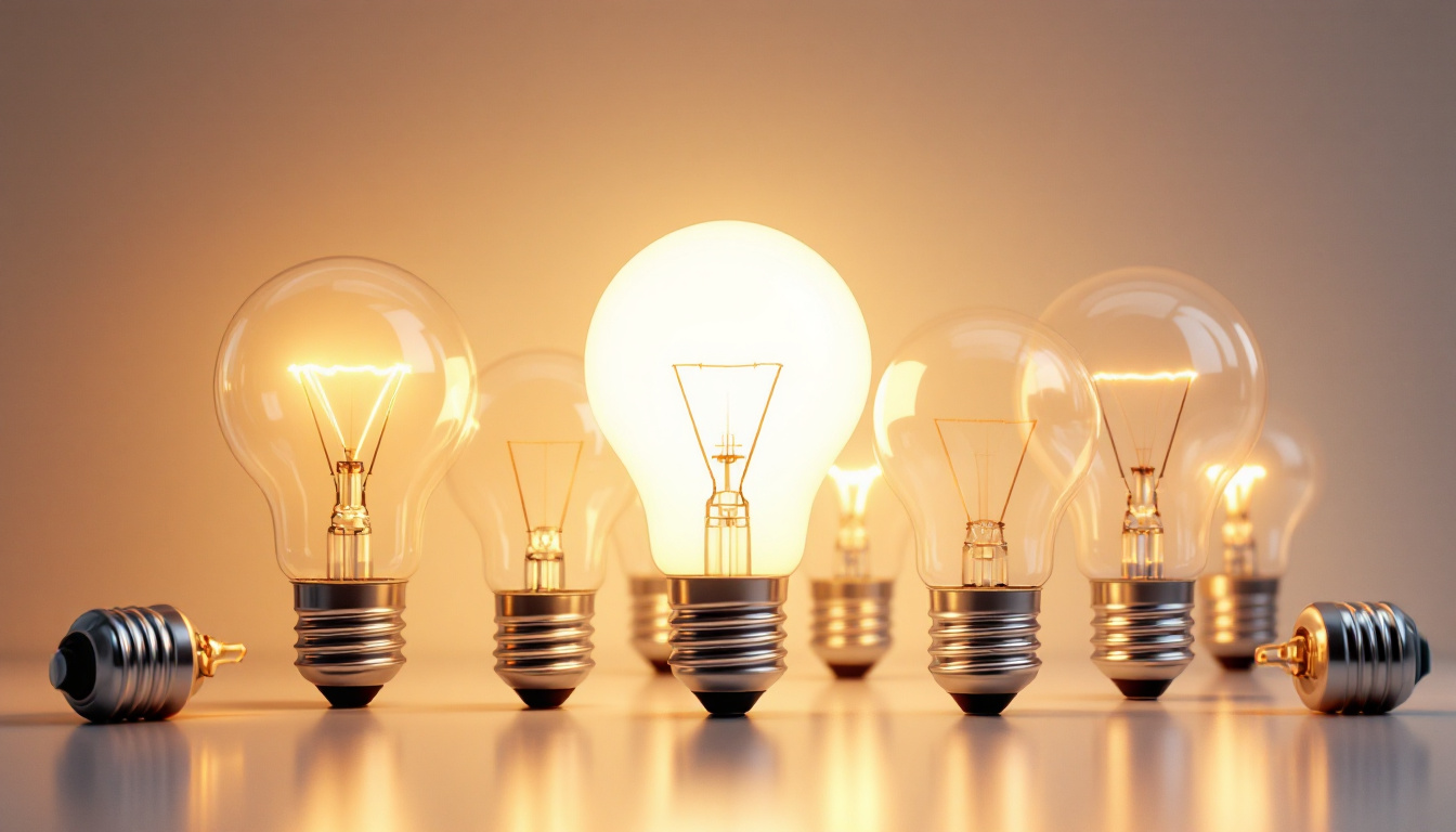 A photograph of a variety of light bulbs showcasing different standard bases