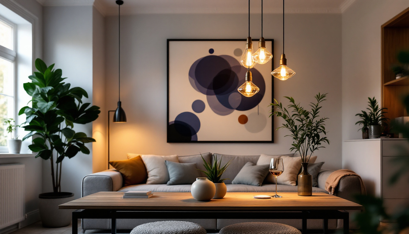 A photograph of a beautifully styled room featuring a pendant chandelier as the focal point