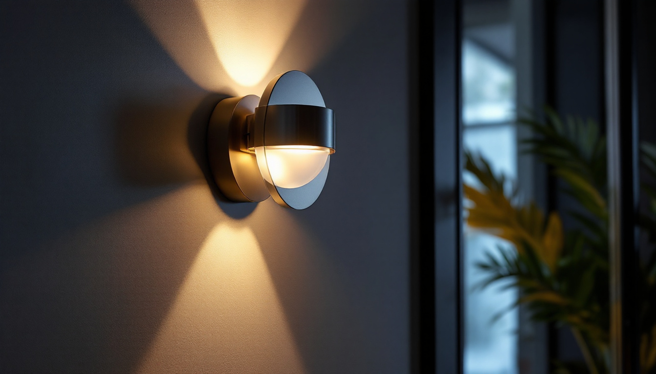 A photograph of a beautifully designed led wall sconce light fixture in a stylish interior setting