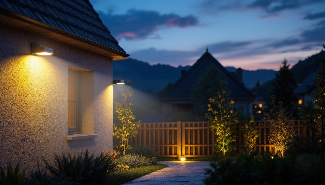 A photograph of a beautifully illuminated outdoor space at dusk