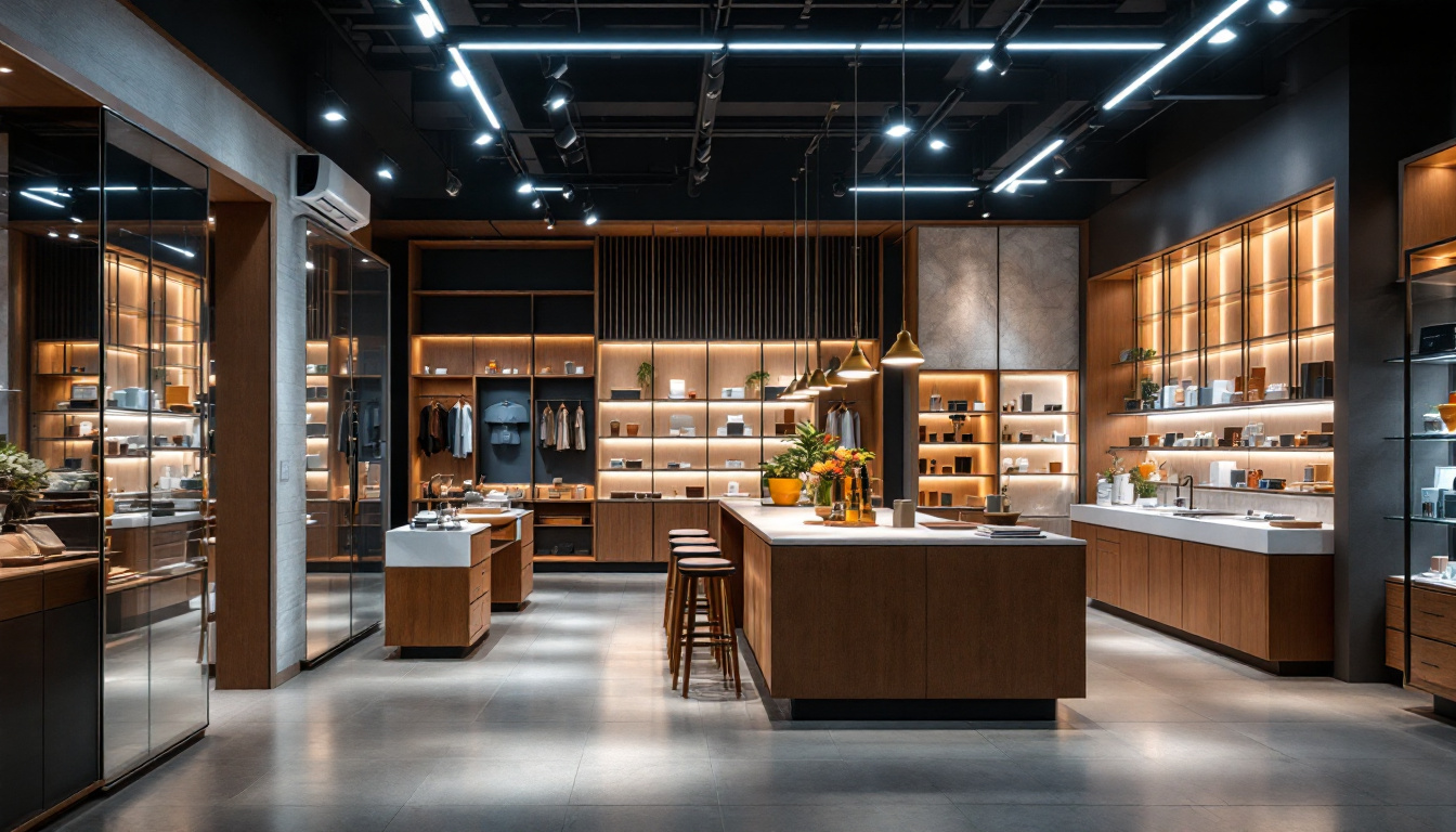 A photograph of a modern retail space that creatively integrates led shop lighting