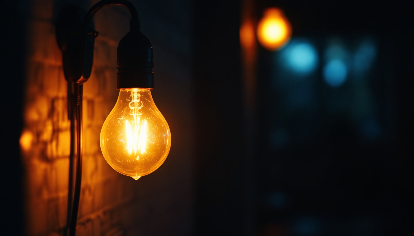 A photograph of a flickering light source in a dimly lit environment