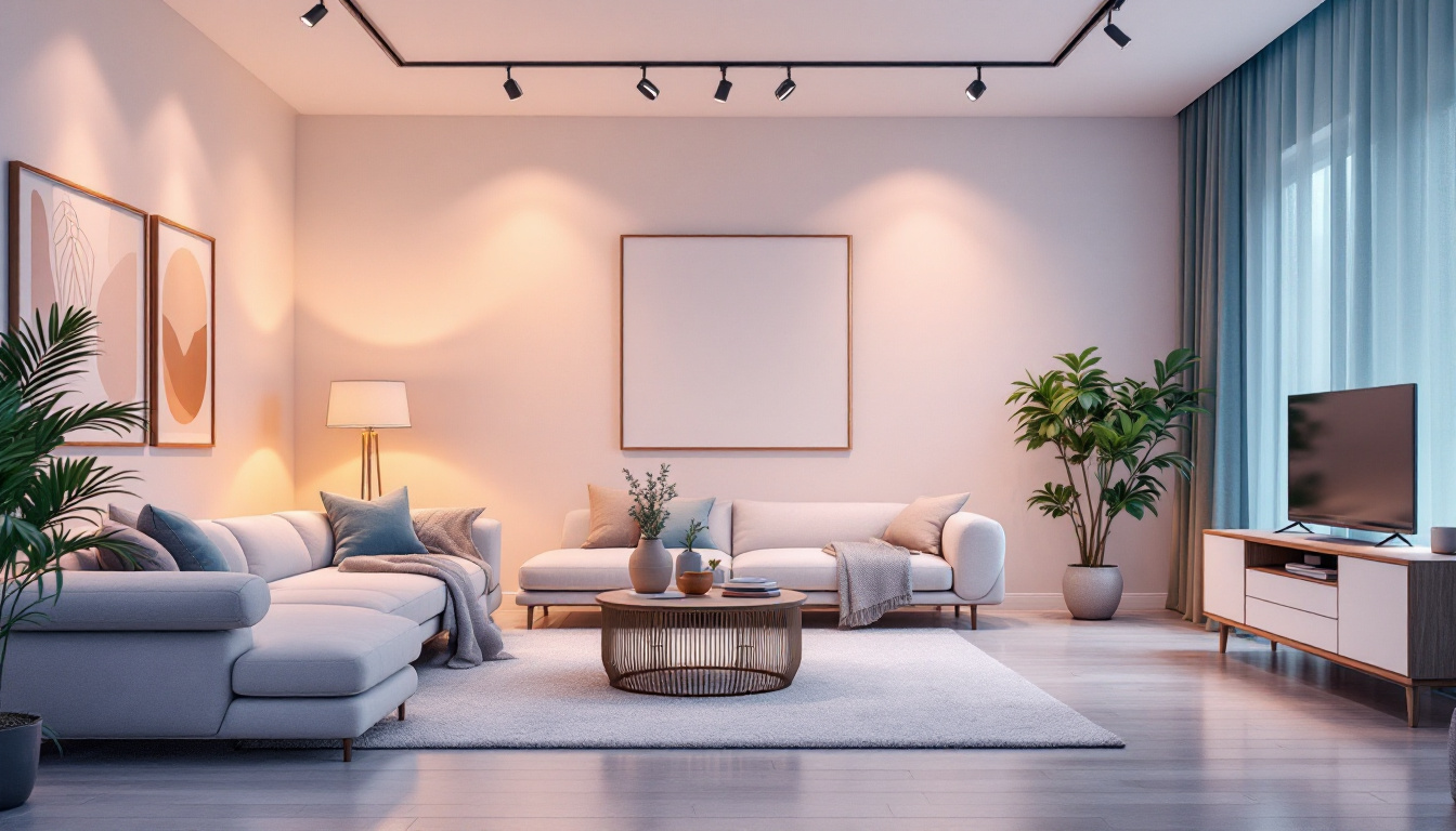 A photograph of a beautifully designed room featuring connectable led track lighting