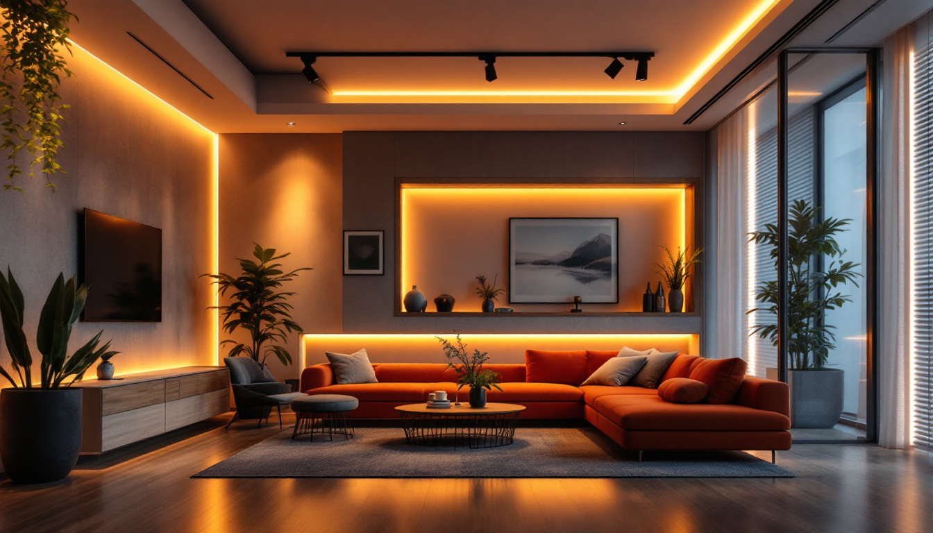 A photograph of a beautifully designed interior space featuring recessed led strip lighting