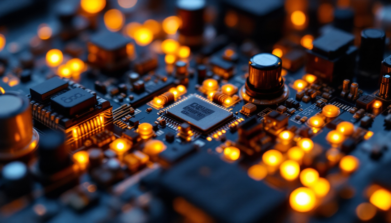 A photograph of a close-up shot of a led driver circuit board