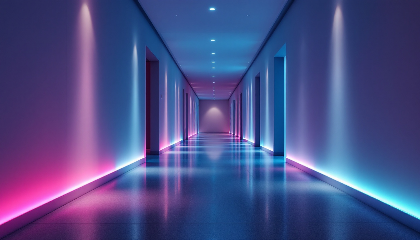 A photograph of a beautifully lit hallway that showcases a dynamic interplay of light and shadow