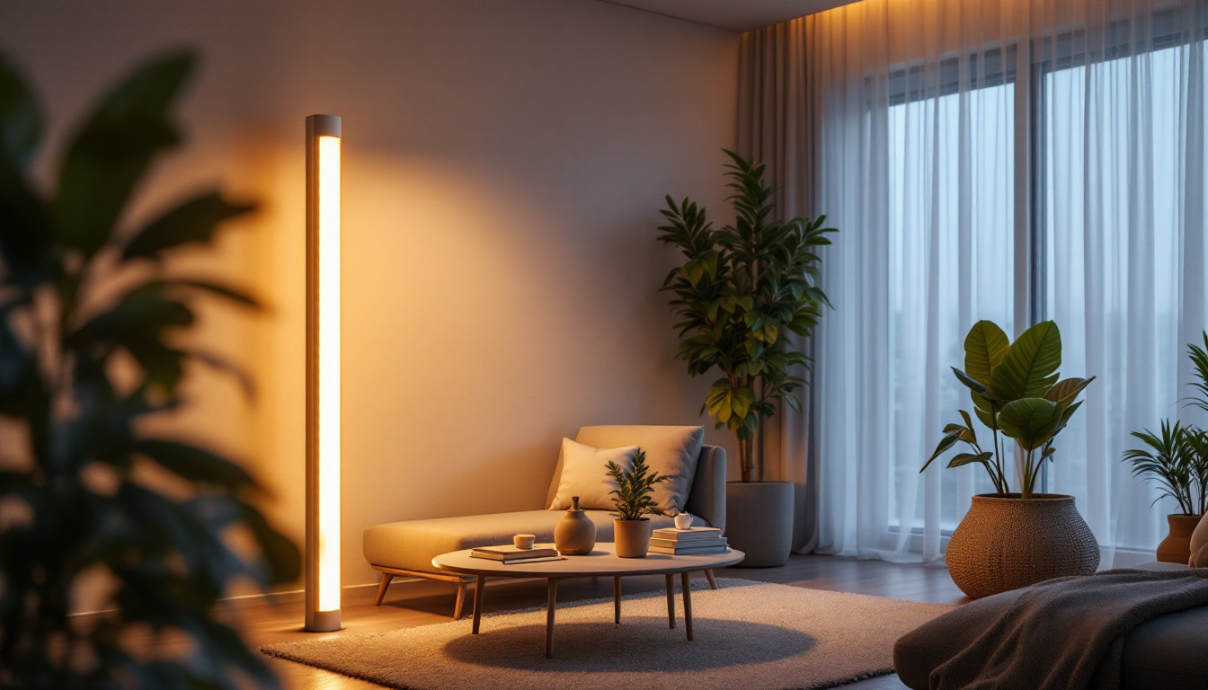 A photograph of a stylishly designed pc tube light illuminating a modern living space or commercial setting