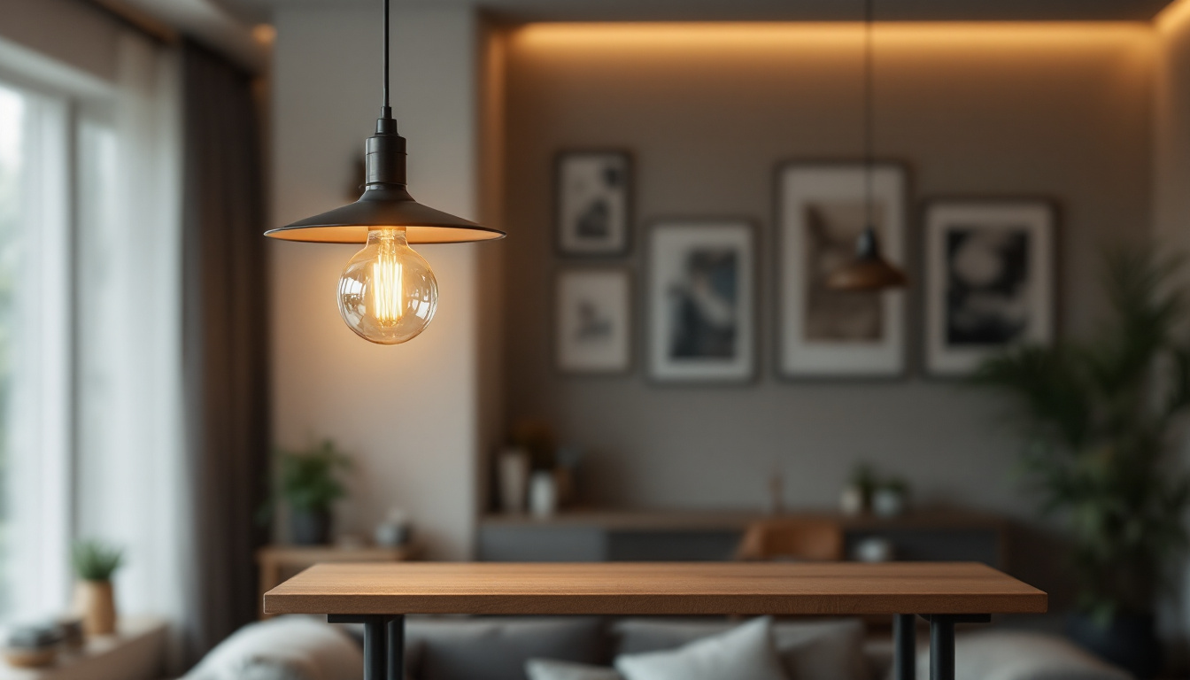 A photograph of a stylish and modern pendant hanging light fixture in a beautifully designed interior setting