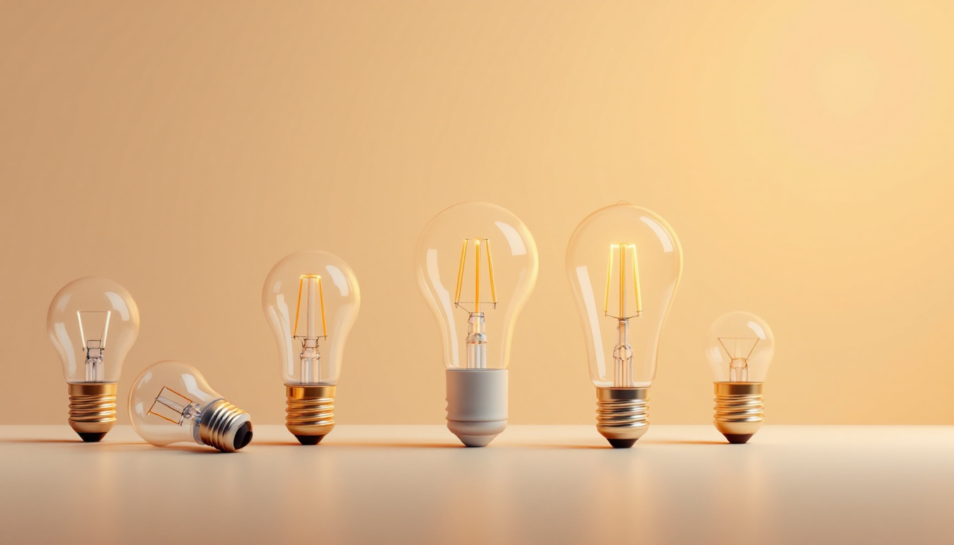 A photograph of a variety of light bulb bases arranged artistically on a clean