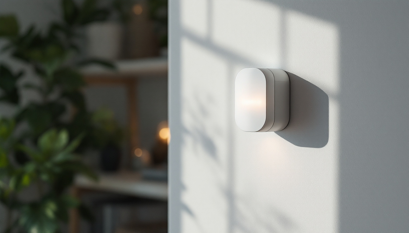 A photograph of a well-lit room showcasing a sensor switch motion sensor in action