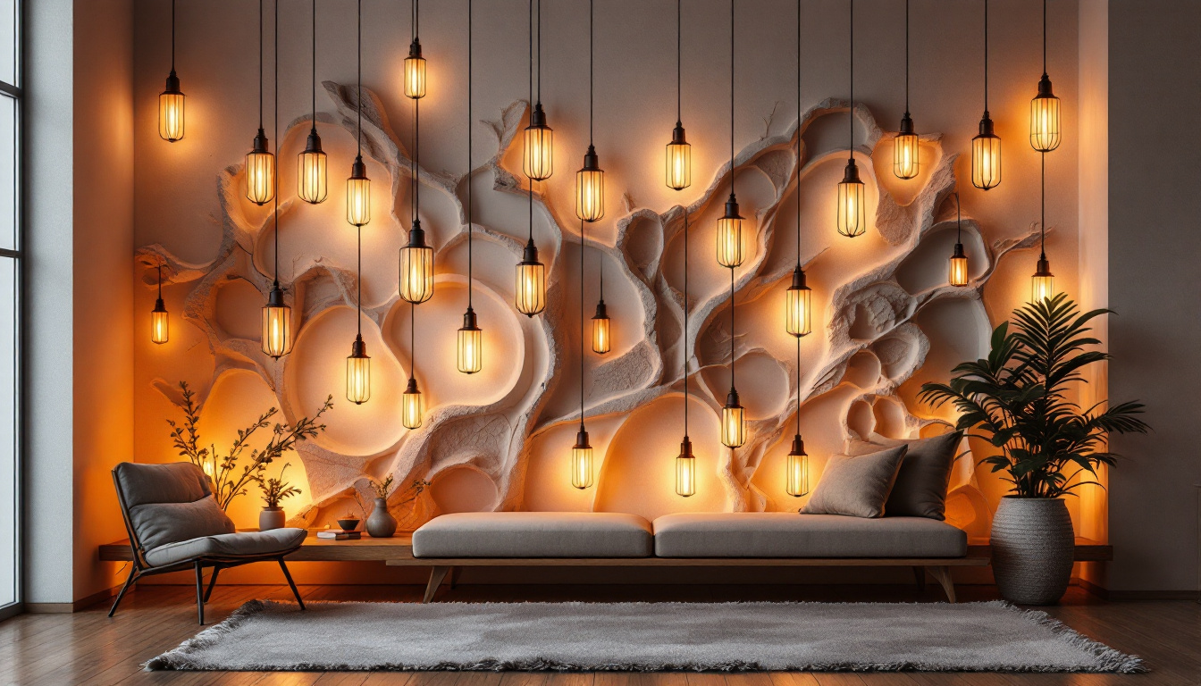 A photograph of a beautifully designed lantern wall installation