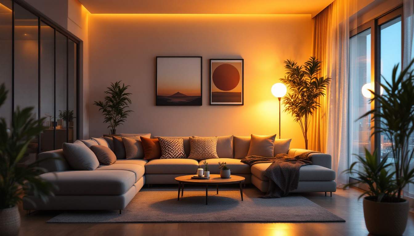 A photograph of a beautifully designed living space illuminated by a type g light bulb