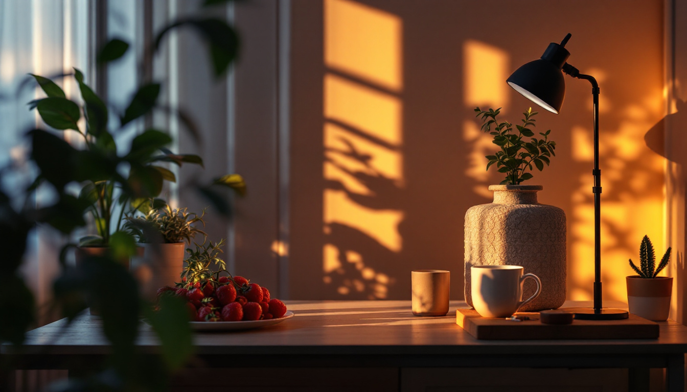 A photograph of a beautifully lit indoor scene showcasing the effects of push lighting