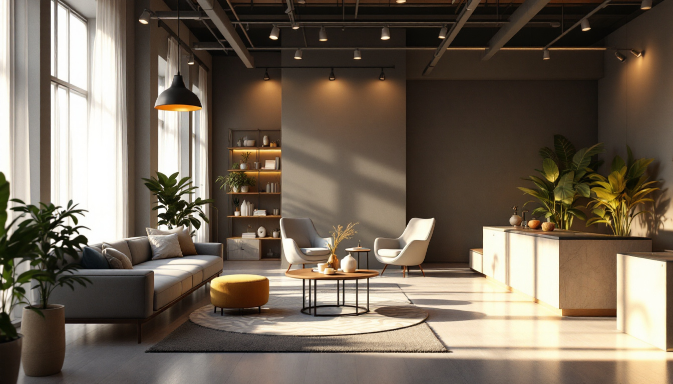 A photograph of a beautifully lit modern interior space that showcases innovative lighting designs and their impact on the ambiance
