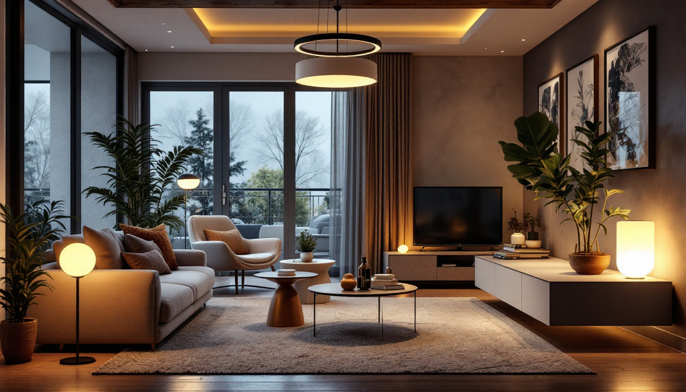 A photograph of a modern residential or commercial space illuminated by various 17-watt lighting fixtures