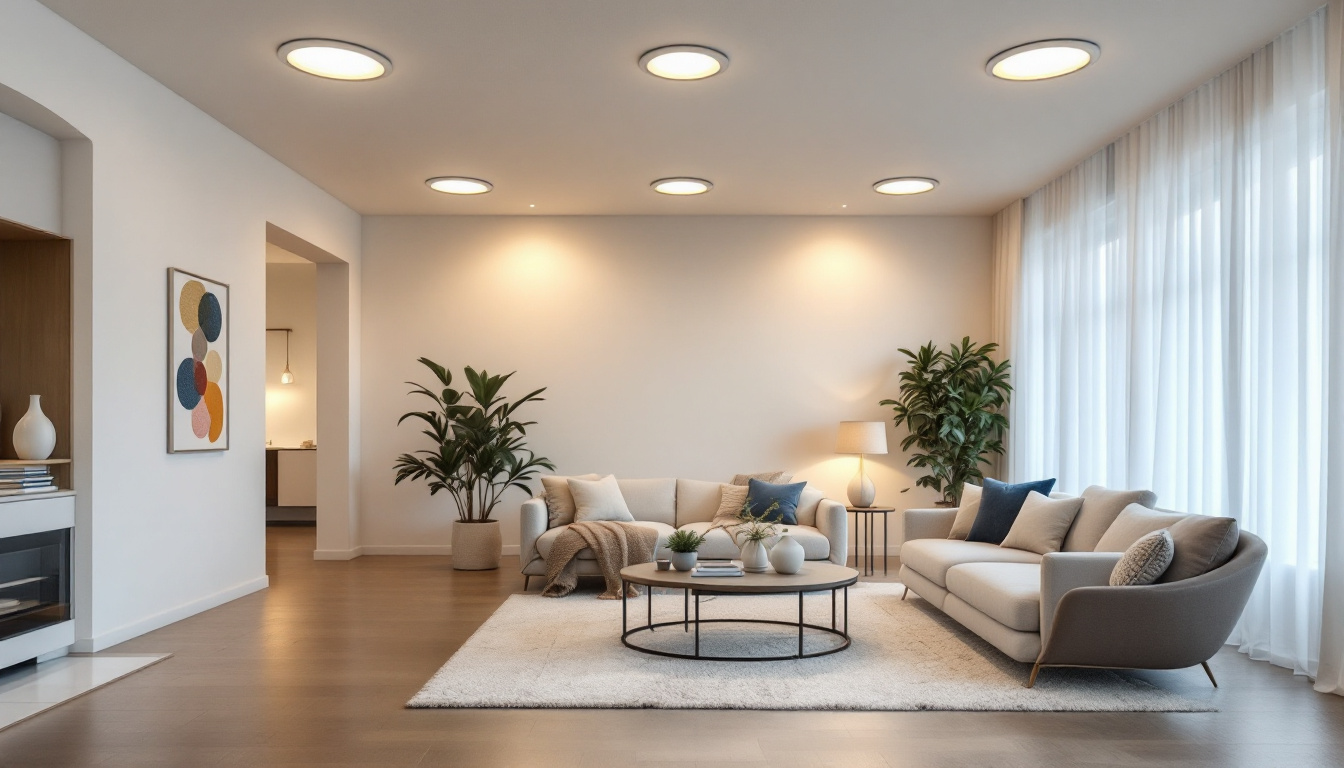 A photograph of a beautifully designed room showcasing recessed light bulbs in action