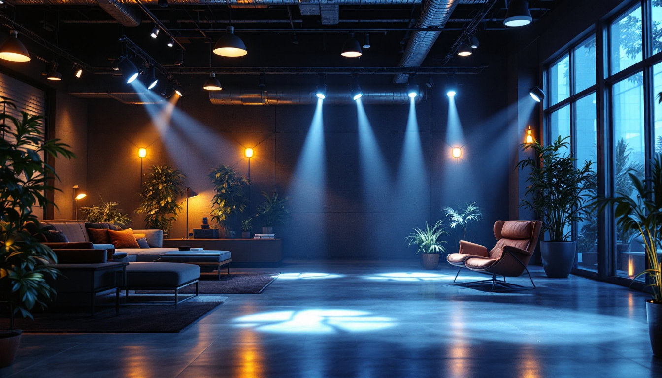 A photograph of a well-lit commercial space showcasing various styles of led spotlights in action