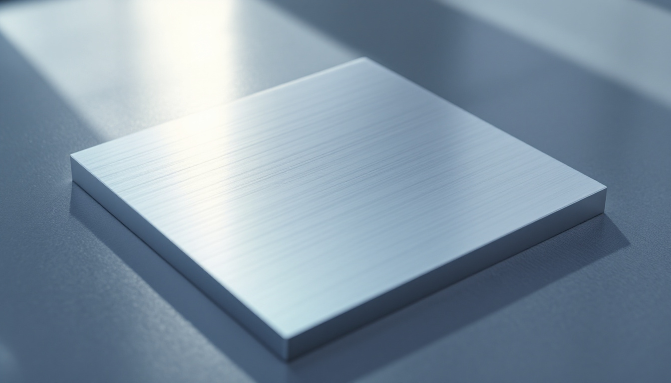 A photograph of a close-up shot of a light aluminum square