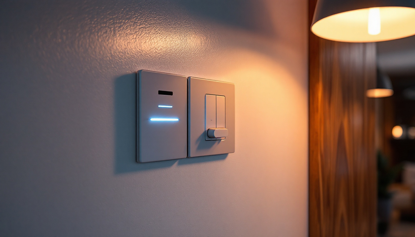 A photograph of a modern switch and outlet installation in a stylish residential or commercial setting