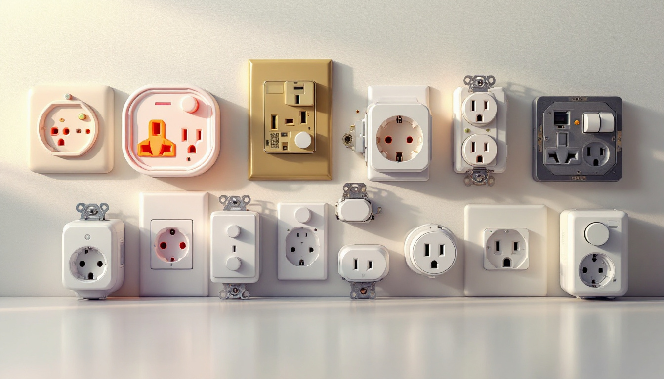 A photograph of a variety of electrical outlets in a well-lit setting