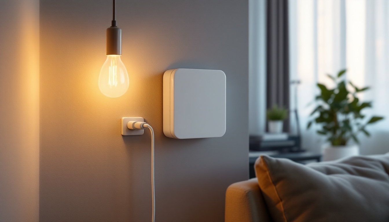 A photograph of a modern electric box extension installed in a stylish home lighting setup