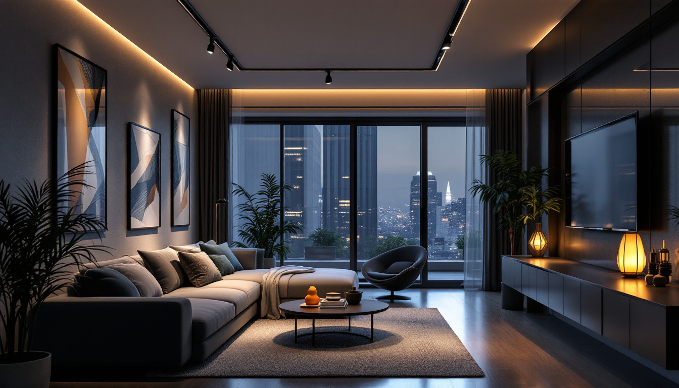 A photograph of a modern interior space featuring sleek led track lighting that highlights both residential and commercial settings