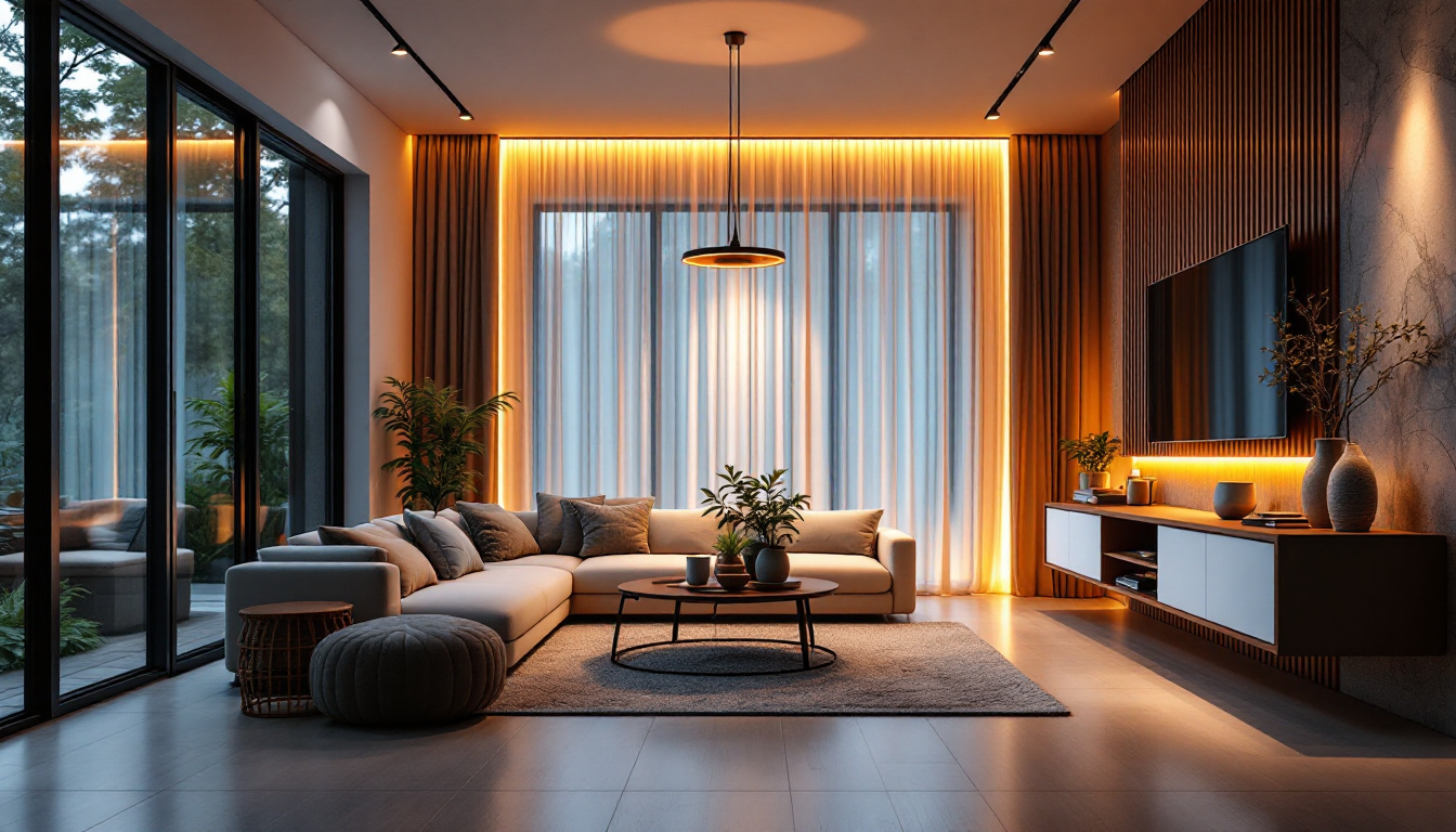 A photograph of a beautifully lit modern home interior that showcases innovative lighting solutions