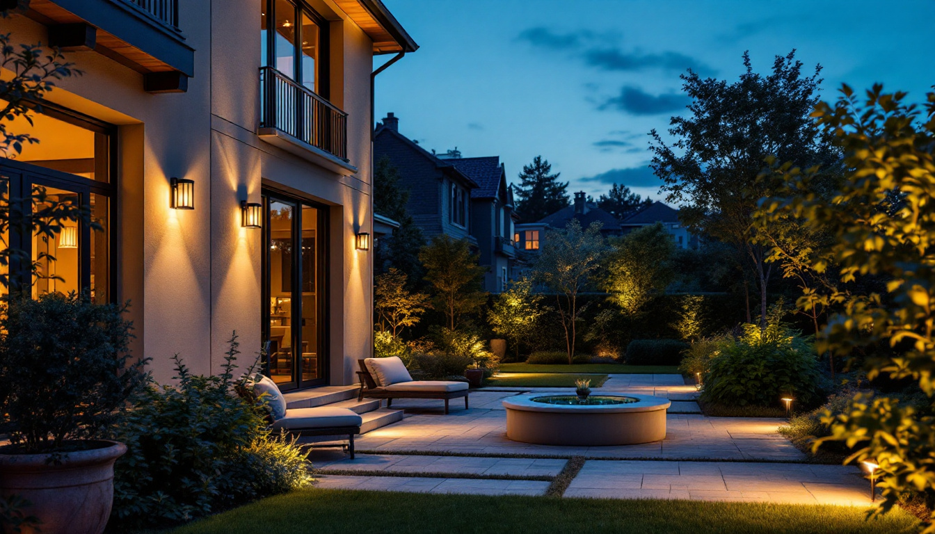 A photograph of a beautifully illuminated outdoor space at dusk