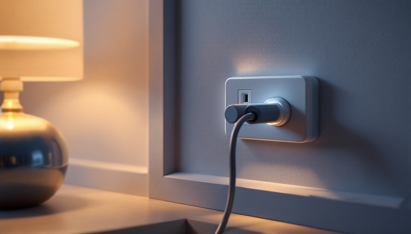 A photograph of capture a photograph of a modern outlet socket integrated into a stylish interior setting