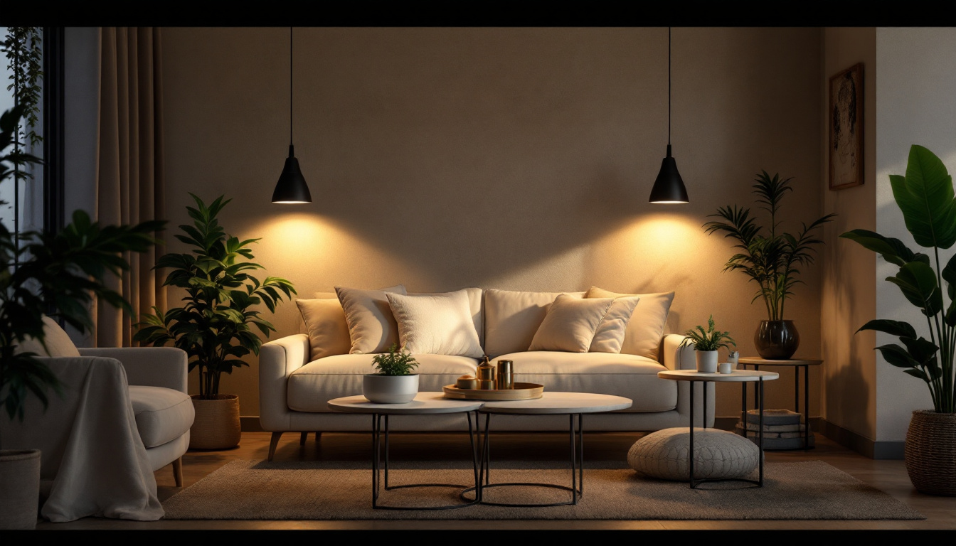 A photograph of a beautifully designed room featuring modern pot lights