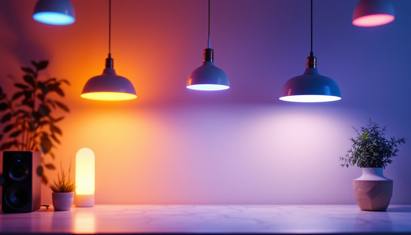 A photograph of a well-lit room showcasing various led light fixtures in use