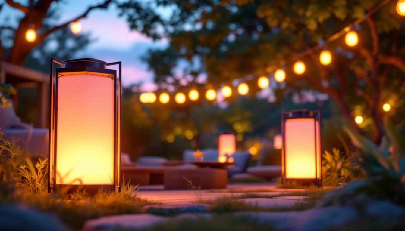A photograph of a vibrant outdoor scene at dusk