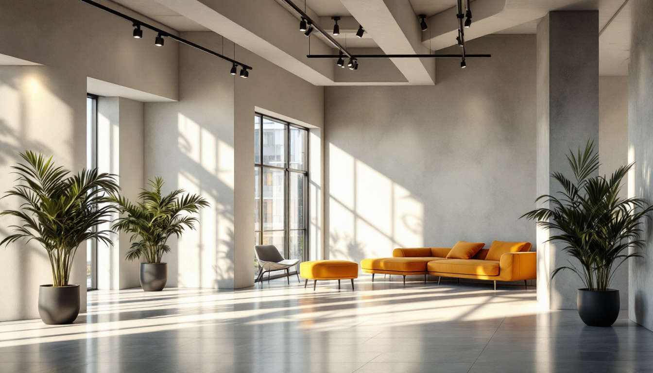 A photograph of a modern interior space featuring sleek lighting track installations