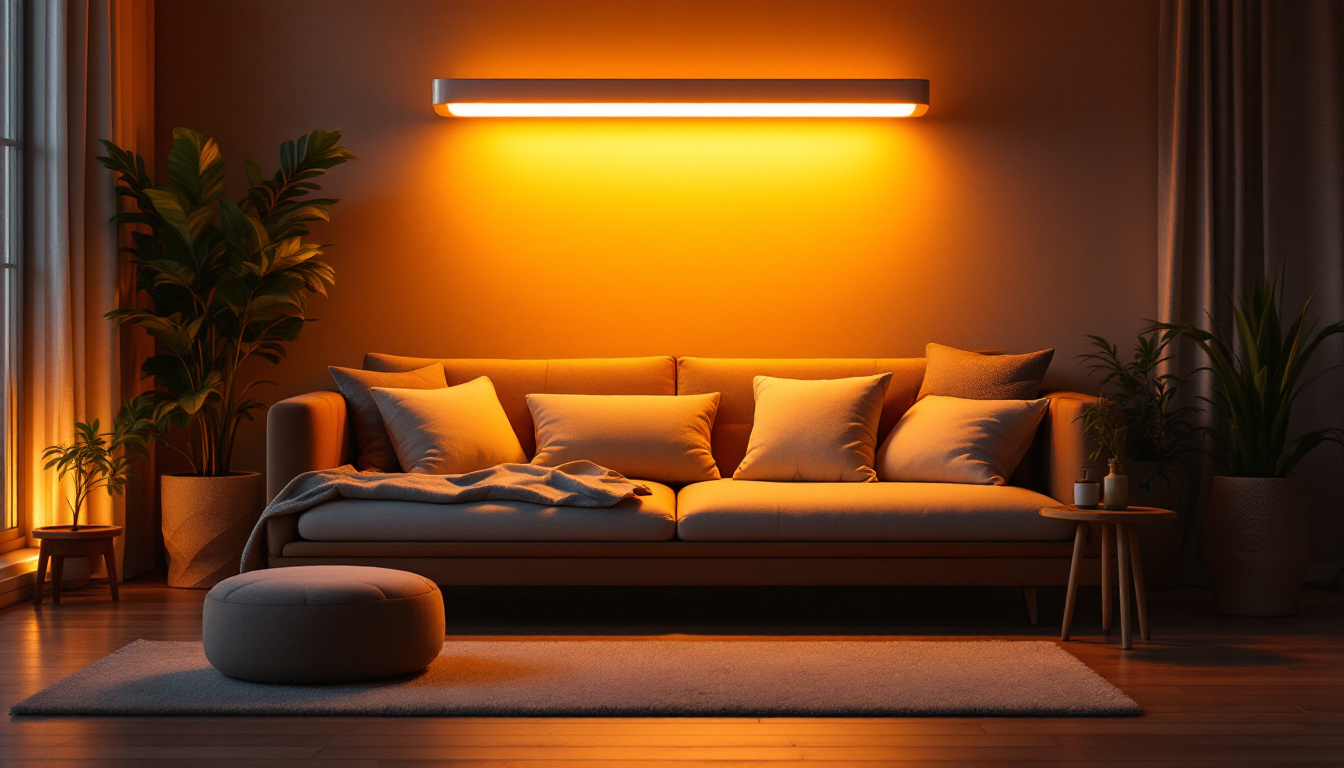 A photograph of a stylishly arranged indoor space illuminated by a modern uv lamp
